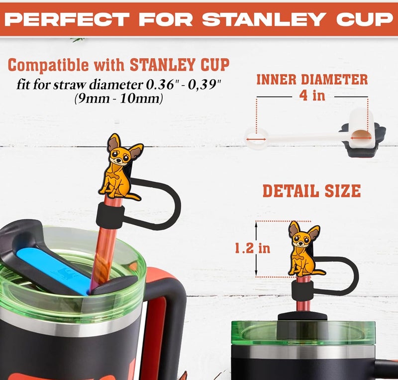 TSIMPLE Chihuahua Straw Topper, 10mm (0.4in) Cute Dog Straw Topper, Covers for Stanley Cup - Chihuahua Accessories, Decor, Stuff, Things, Birthday Decoration, Gifts for Lovers, Women, Kids, Girls - Image 2